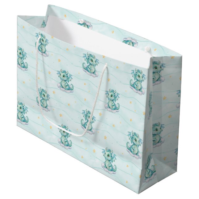Grand Sac Cadeau Petit Baby shower Dragon (Devant Angle)