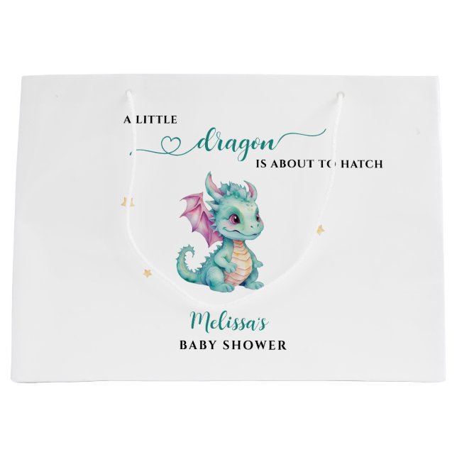 Grand Sac Cadeau Petit Baby shower Dragon (Devant)