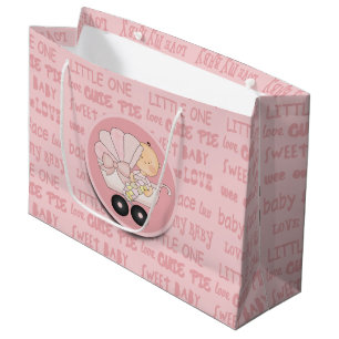Grand Sac Cadeau Petite Fille Bébé En Buggy Nouveau Bébé
