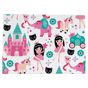 Grand Sac Cadeau Petite princesse rose mignonne Unicorn Magical