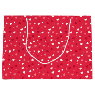 Grand Sac Cadeau Petits Coeurs Rose et Blanc Motifs