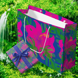 Grand Sac Cadeau Philodendron Hibiscus Tropical
