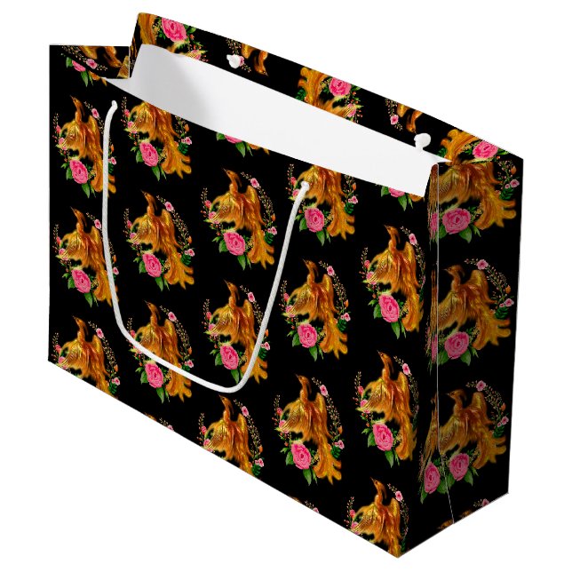 Grand Sac Cadeau Phoenix Floral Se Lève De L'Imaginaire Des Cendres (Devant Angle)