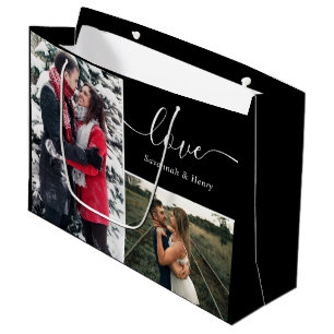Grand Sac Cadeau Photo Collage Black Love Script