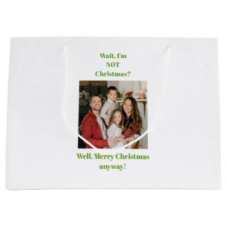 Grand Sac Cadeau photo de Noël drôle humour texte vert