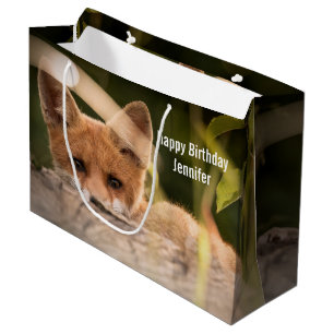 Grand Sac Cadeau Photo d'un joli petit renard orange