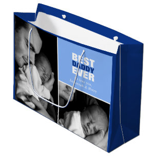 Grand Sac Cadeau Photo personnalisée Meilleur papa Jamais