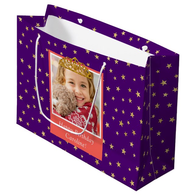 Grand Sac Cadeau Photo pour enfant personnalisée Happy Birthday Gol (Devant Angle)