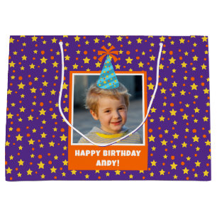 Grand Sac Cadeau Photo pour enfant personnalisée Joyeux anniversair