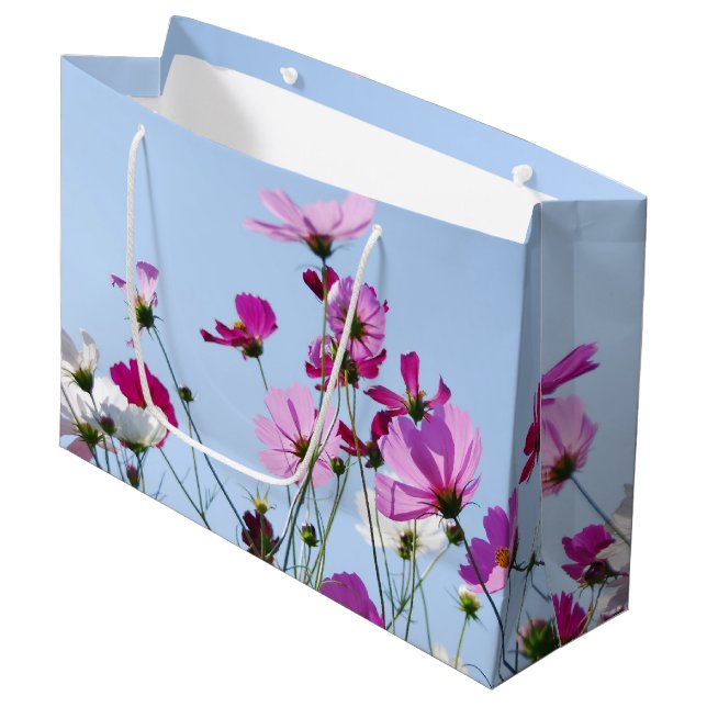 Grand Sac Cadeau Photos Pink and Purple Pretty Flower Meadow (Devant Angle)