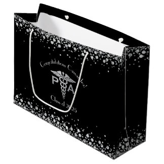 Grand Sac Cadeau Physician Assistant PA Graduation Black Silver