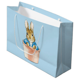 Grand Sac Cadeau Pierre le lapin assis dans un pot