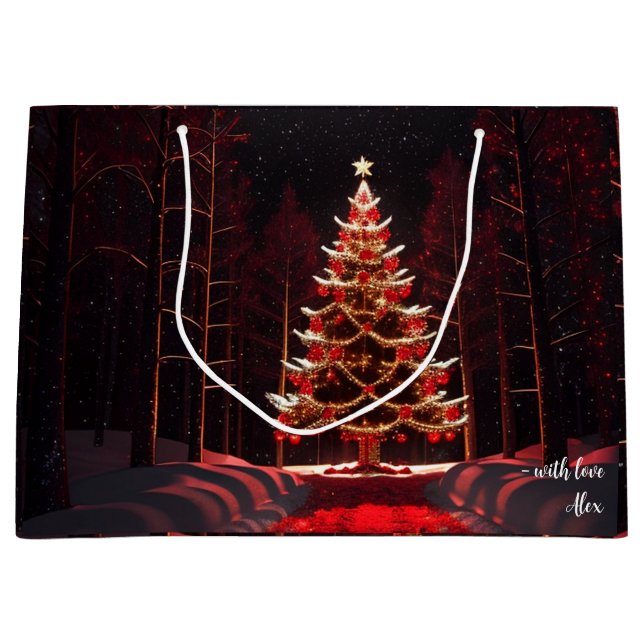 Grand Sac Cadeau Pine tree art (Devant)