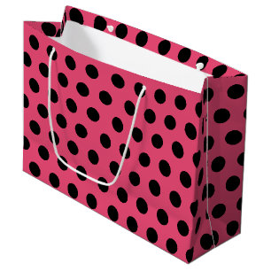 Grand Sac Cadeau Pink & Black Grand Moyenne Polka Dot Party