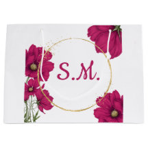 Pink Floral Gold Circle Gift Bag
