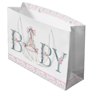 Grand Sac Cadeau Pink Princess Baby shower bébé cadeau