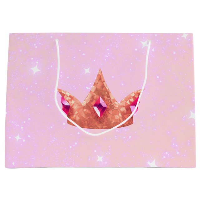 Grand Sac Cadeau Pink Princess Birthday Gift Bag (Devant)