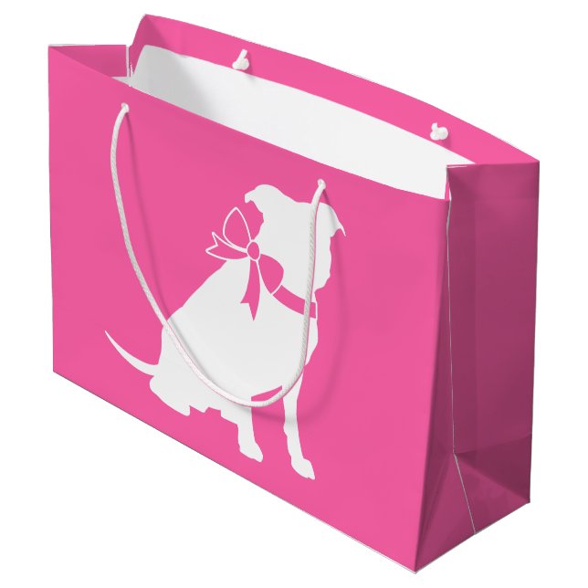 Grand Sac Cadeau Pit Bull Chien Baby shower rose fille Pitbull (Dos Angle)