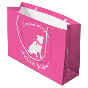 Grand Sac Cadeau Pit Bull Chien Baby shower rose fille Pitbull