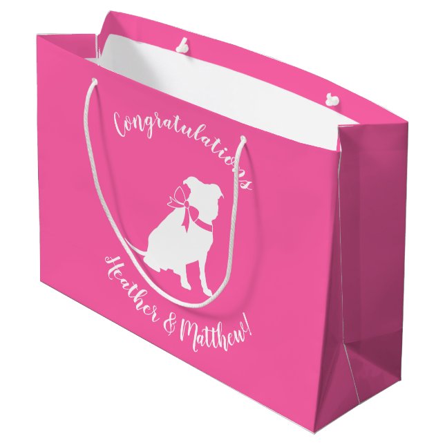 Grand Sac Cadeau Pit Bull Chien Baby shower rose fille Pitbull (Dos Angle)