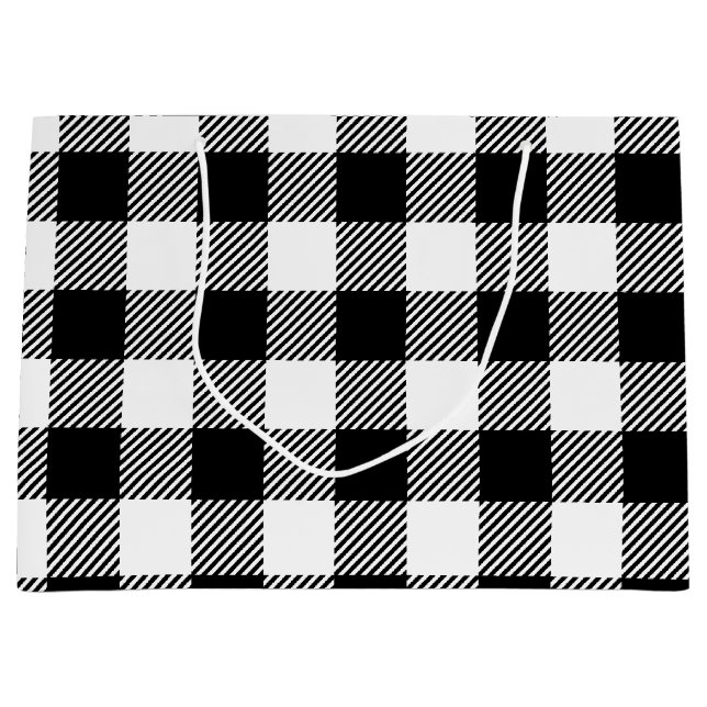 Grand Sac Cadeau Plaid de Buffalo - noir et blanc (Devant)