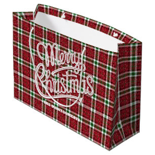 Grand Sac Cadeau Plaid de Noël scintillant 