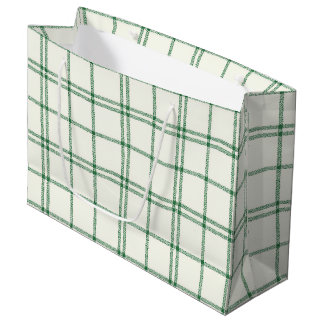 Grand Sac Cadeau Plaid Vert