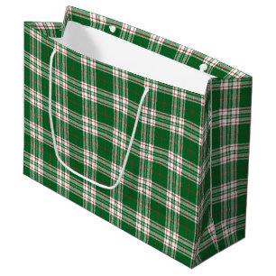 Grand Sac Cadeau Plaid vert