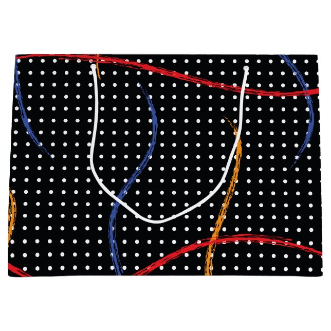 Grand Sac Cadeau Plaque et points de peinture rétro (Devant)