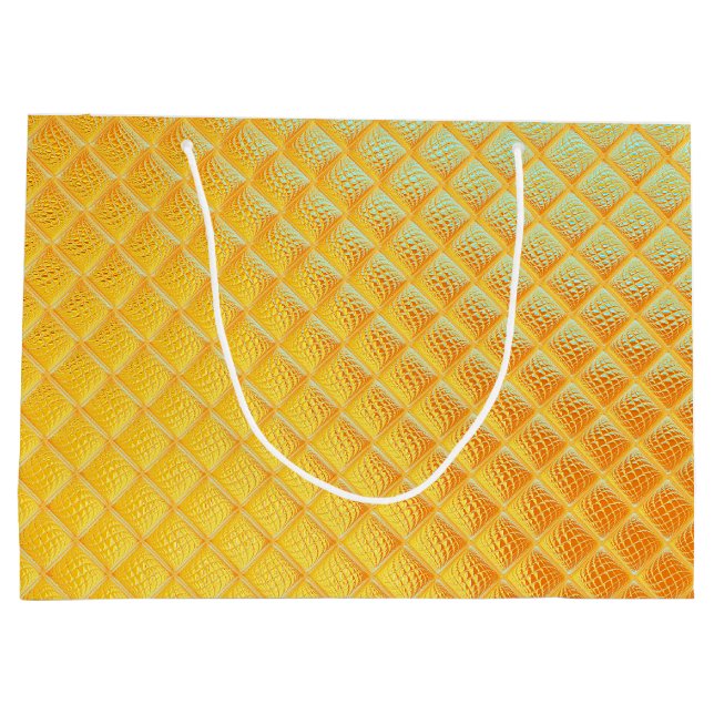 Grand Sac Cadeau Plat d'or brillant (Dos)