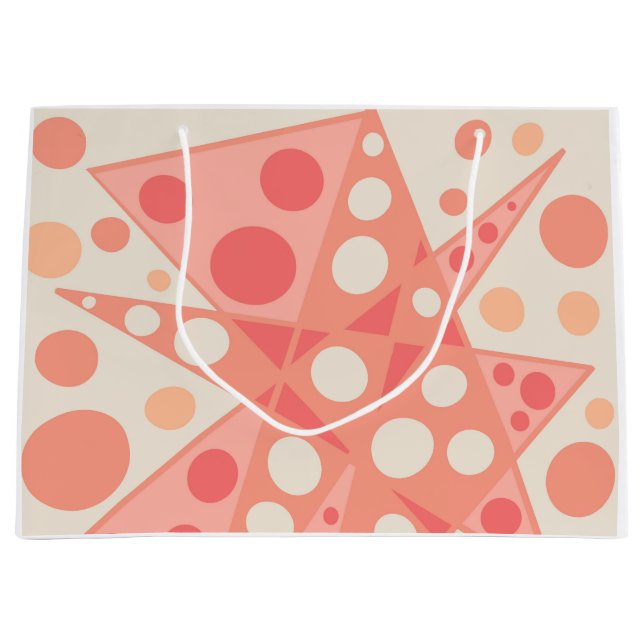 Grand Sac Cadeau Poche et corail formes abstraites (Devant)