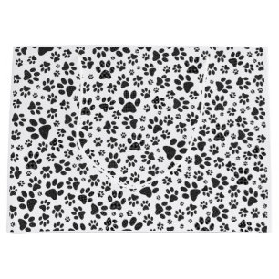 Grand Sac Cadeau Poches de chien noir et blanc Poka Dot