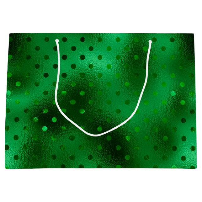 Grand Sac Cadeau Point Polka vert (Devant)