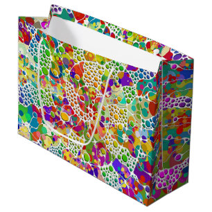 Grand Sac Cadeau Points colorés Spirales Peinture à la main 2
