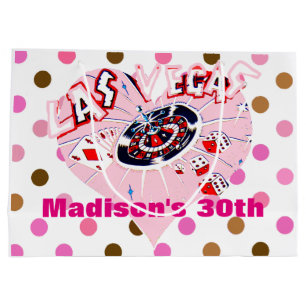 Grand Sac Cadeau Points de casino de brun de rose de fête