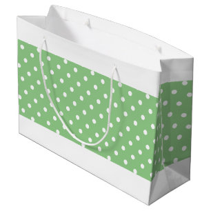 Grand Sac Cadeau Points De Dainty Sur Sage Vert Blancs Bordure