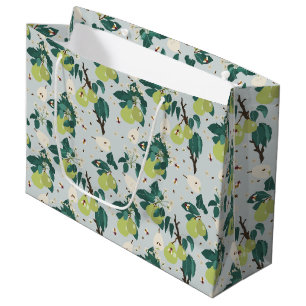 Grand Sac Cadeau Poires et abeilles dans un jardin botanique fleuri