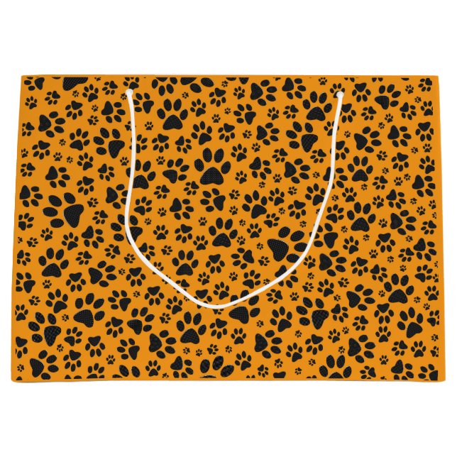 Grand Sac Cadeau Pois de chien noir et blanc Pointe Polka sur dahli (Devant)