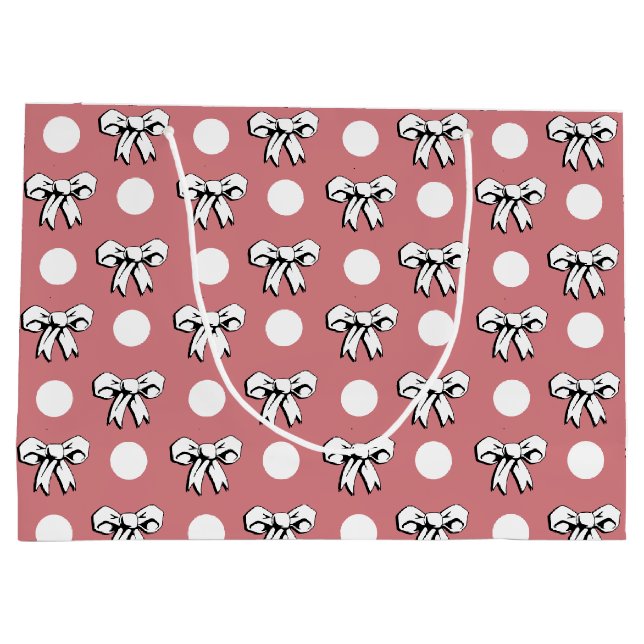 Grand Sac Cadeau Pois et vaches rose noir blanc style rétro (Dos)