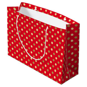 Grand Sac Cadeau Pois Red & Gold Motif sans couture
