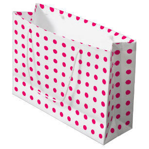 Grand Sac Cadeau Pois roses chauds