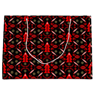 Grand Sac Cadeau Poisson d'art populaire nordique