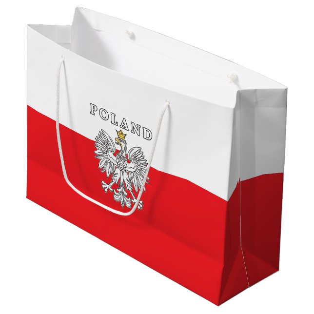 Grand Sac Cadeau Pologne avec aigle polonais (Devant Angle)