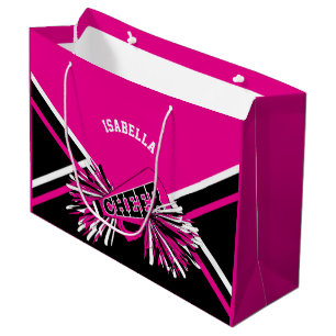 Grand Sac Cadeau 📣 pom-pom girl - rose, blanc et noir -