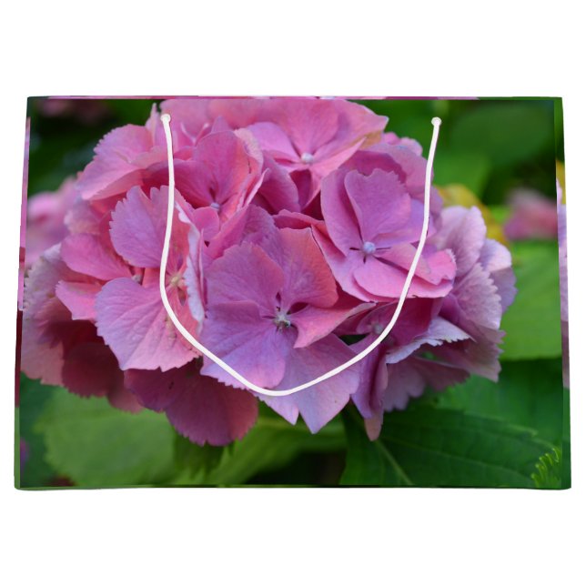 Grand Sac Cadeau Pompée rose Hydrangea Hortensia Fleur (Devant)