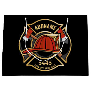 Grand Sac Cadeau Pompier AJOUTER LE NOM Insigne du service de pompi