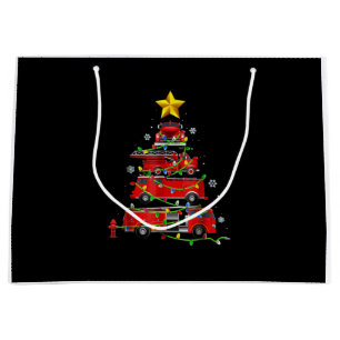 Grand Sac Cadeau Pompier Camion Arbre de Noël Hommes Femmes