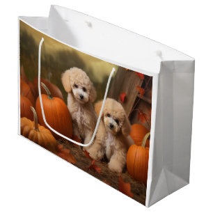 Grand Sac Cadeau Poodle Chiot Automne Citrouille délice