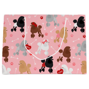 Grand Sac Cadeau Poodle Valentine Motif