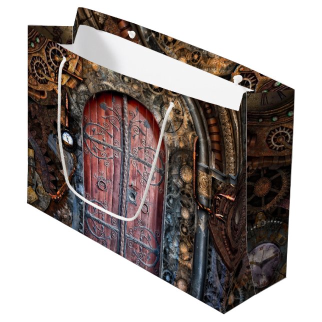 Grand Sac Cadeau Porte gothique Steampunk (Devant Angle)